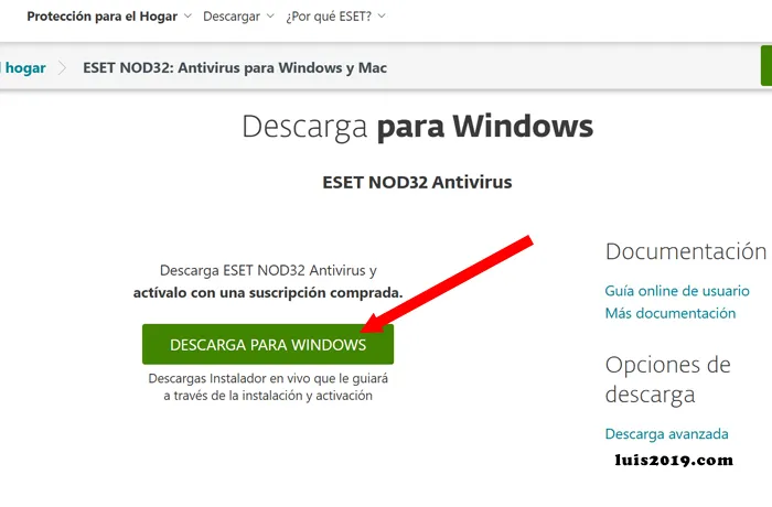 página oficial de eset nod32 antivirus para descargar